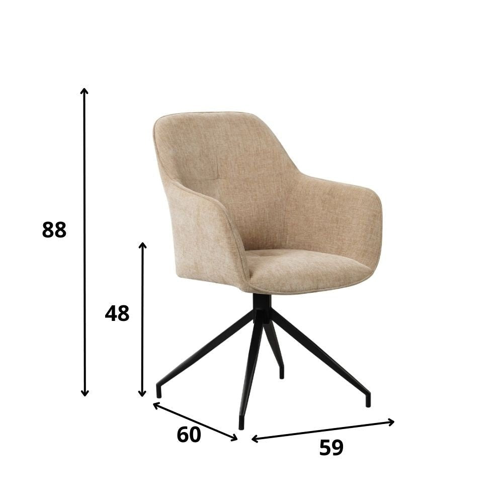 Sedia per sala da pranzo Camiel Dimehouse Tessuto Beige LxPxH 62x61x54 Indicazione dimensione foto bianca