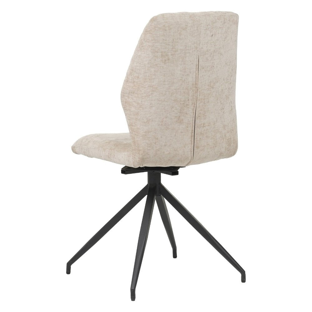 Sedia da pranzo Charly in ciniglia Dimehouse Beige LxLxA 67x60x51 Tessuto Foto bianca vista angolare posteriore