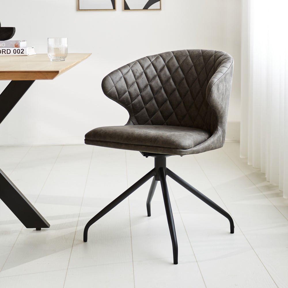 Sedia per sala da pranzo Eloi Dimehouse Antracite LxPxH 58x58x54 Tessuto Atmosferica foto diagonale vista frontale