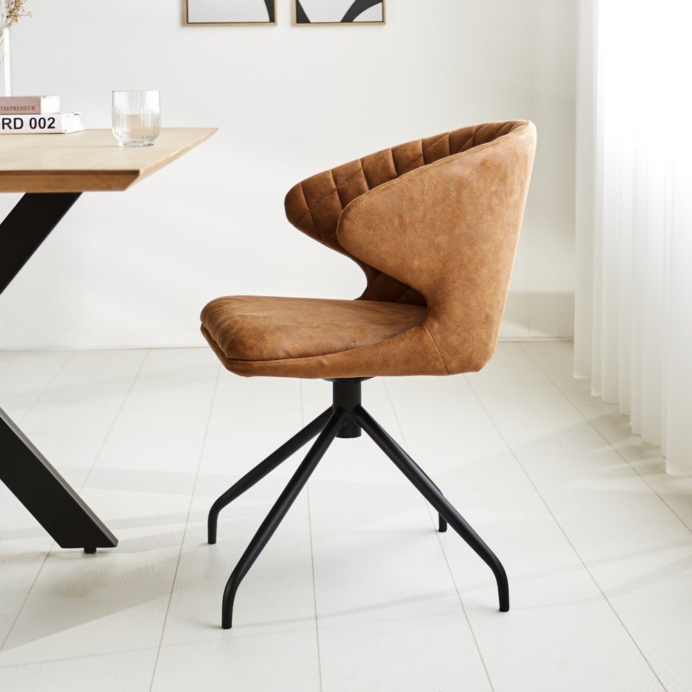 Sedia per sala da pranzo Eloi Dimehouse Cognac LxPxH 58x58x54 Tessuto Foto atmosferica vista laterale