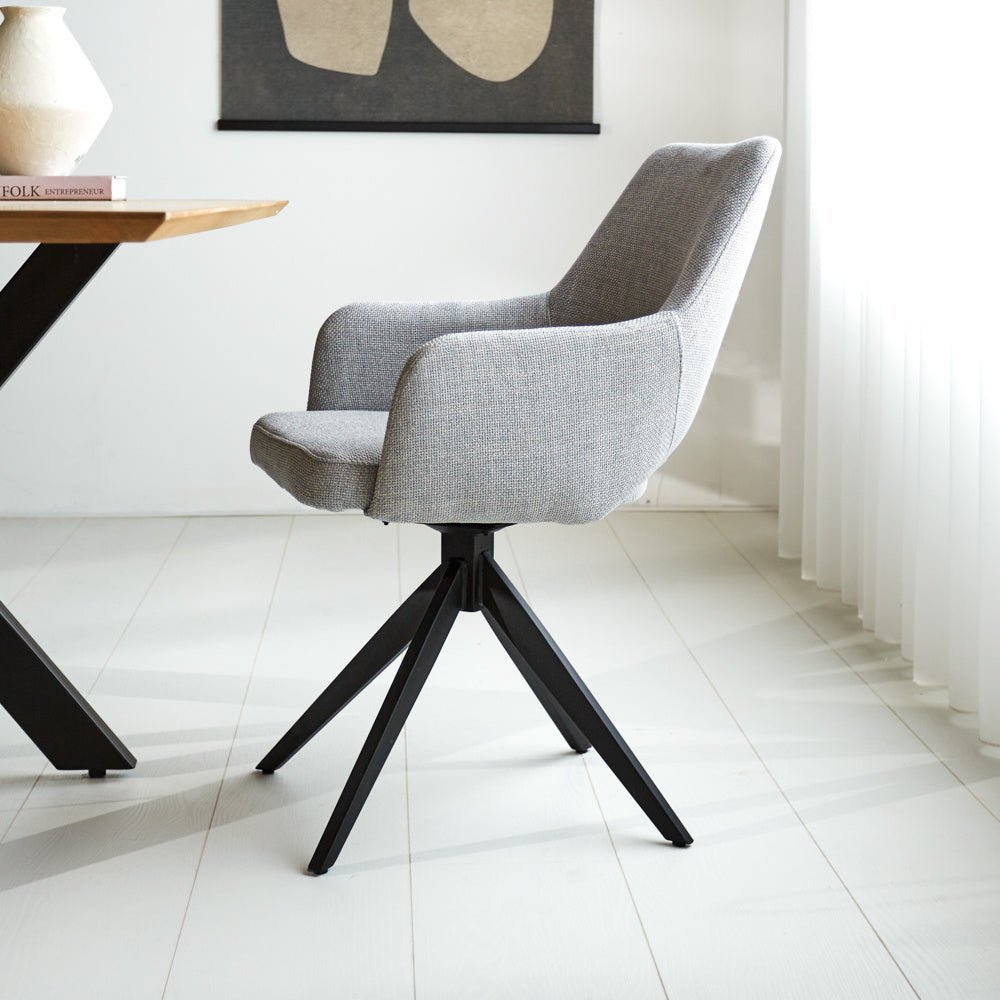 Sedia per sala da pranzo Sid Dimehouse Grigio LxWxH 59x56x53 Tessuto Foto atmosferica vista laterale