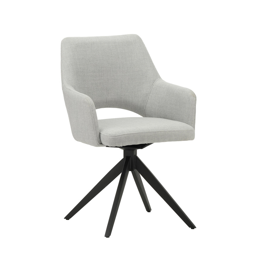 Sedia per sala da pranzo Sid Dimehouse Grigio LxPxH 59x56x53 Tessuto Bianco foto diagonale vista frontale