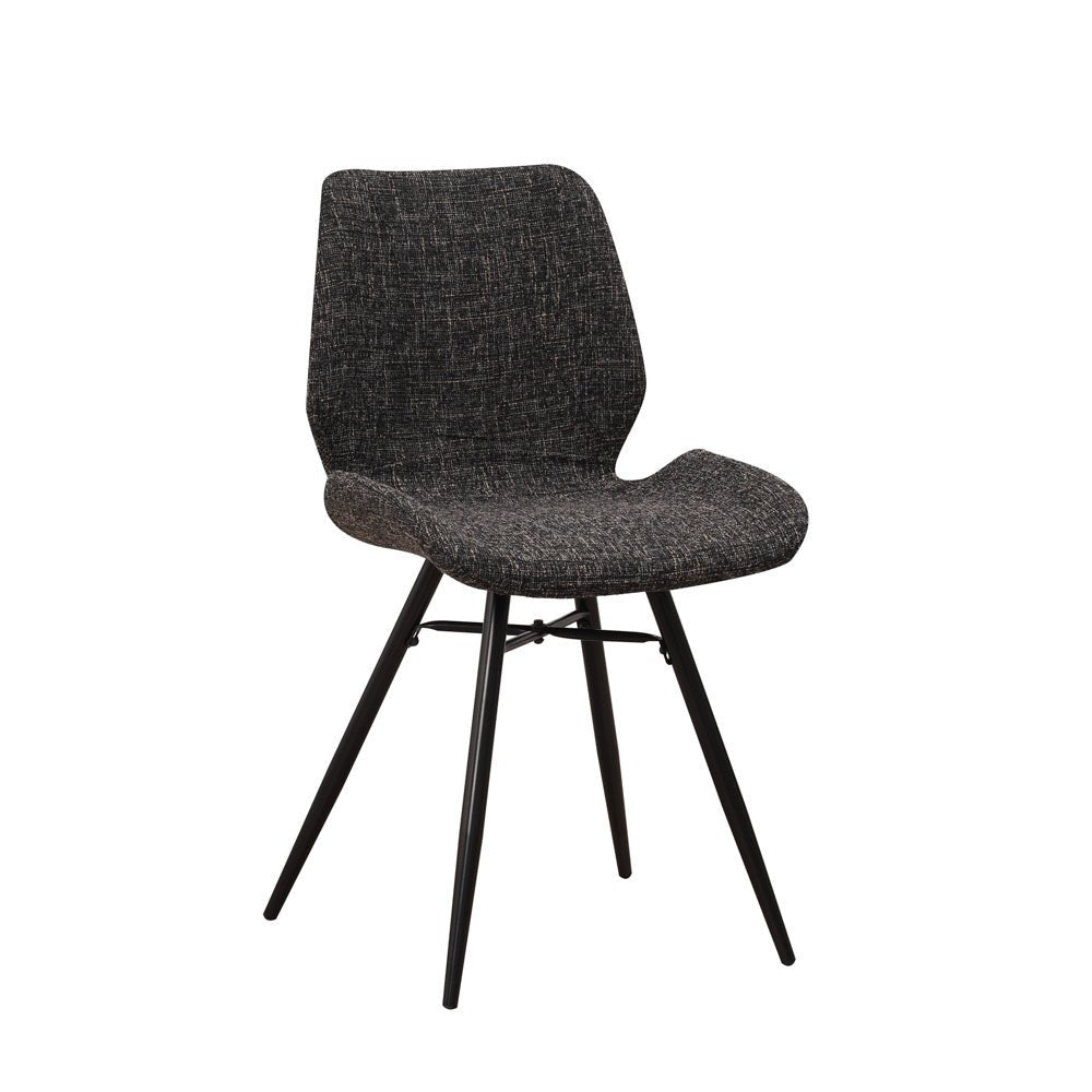 Sedia per sala da pranzo Beau ciniglia Dimehouse Antracite LxPxH 72x68x50 Tessuto Bianco foto diagonale vista frontale