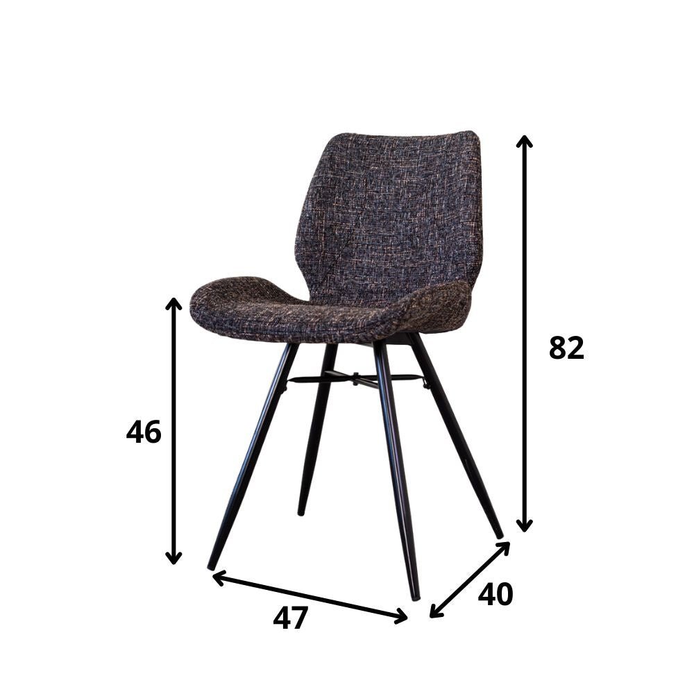 Sedia per sala da pranzo Beau ciniglia Dimehouse Antracite LxPxH 72x68x50 Tessuto Bianco Indicazione dimensione foto
