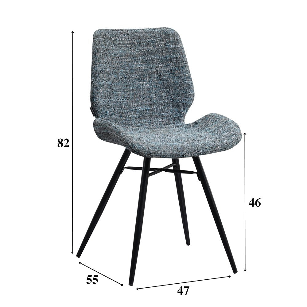 Sedia per sala da pranzo Beau ciniglia Dimehouse Tessuto Blu LxPxH 72x68x50 Indicazione dimensione foto bianca