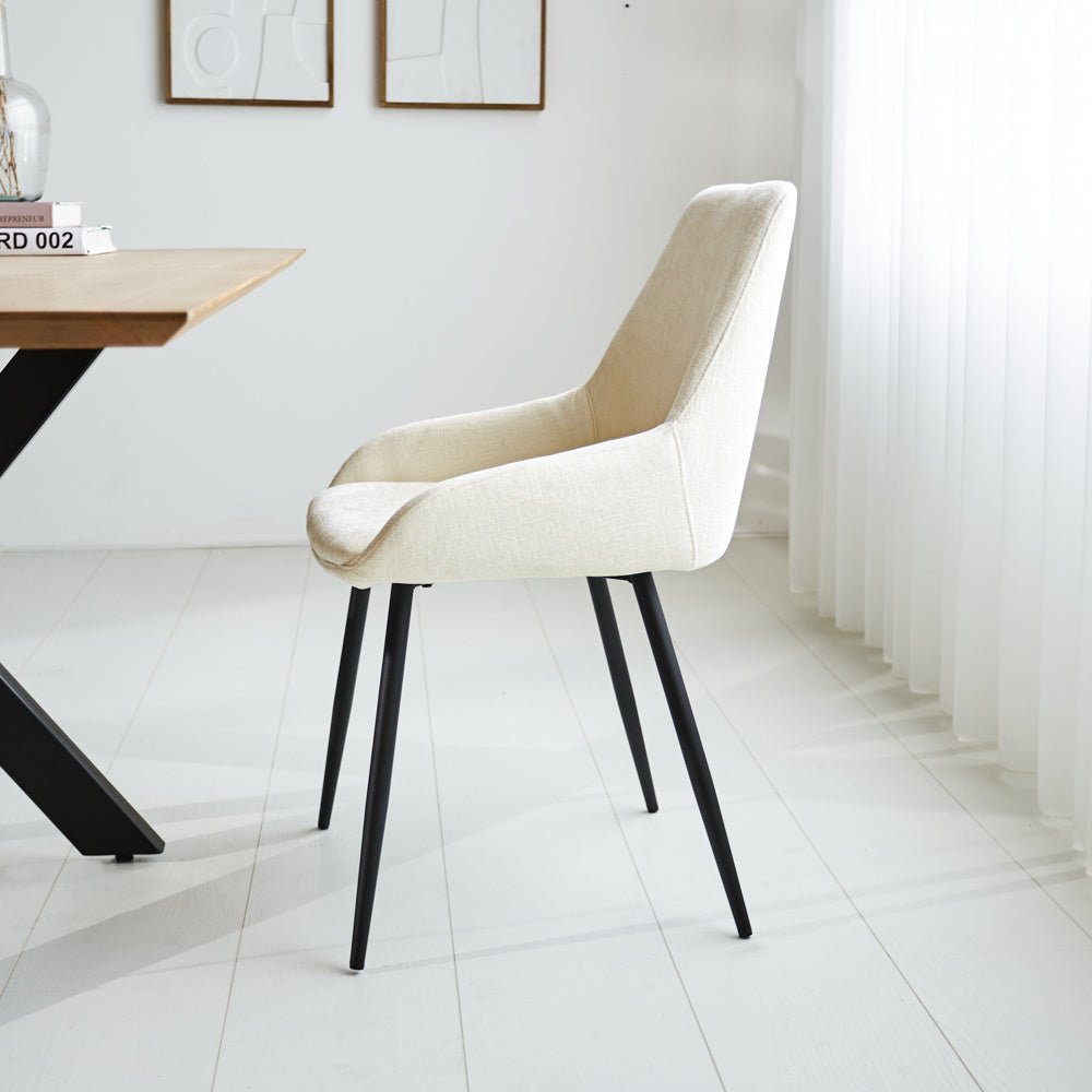 Sedia per sala da pranzo Elle Dimehouse Bianco LxPxH 64x61x56 Tessuto Foto atmosferica vista laterale