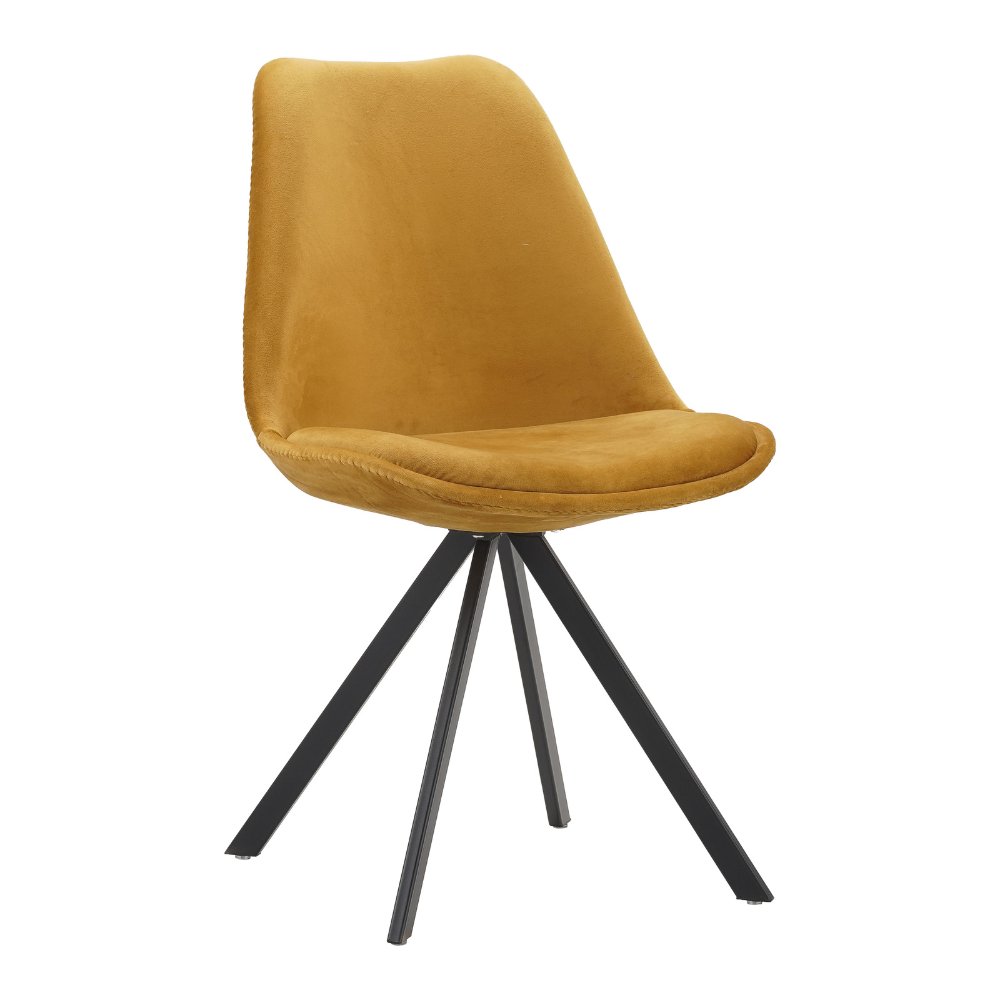 Sedia per sala da pranzo Jace Dimehouse Giallo LxPxH 70x58x53 Tessuto Bianco foto diagonale vista frontale