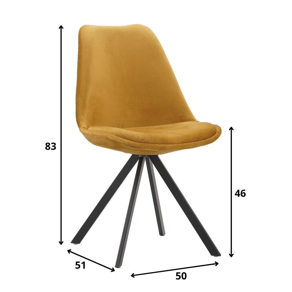 Sedia per sala da pranzo Jace Dimehouse Tessuto Giallo LxPxH 70x58x53 Tessuto Bianco Indicazione dimensione foto