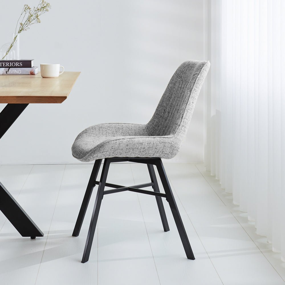 Sedia per sala da pranzo Jada Dimehouse Grigio LxWxH 79x57x53 Tessuto Foto atmosferica vista laterale