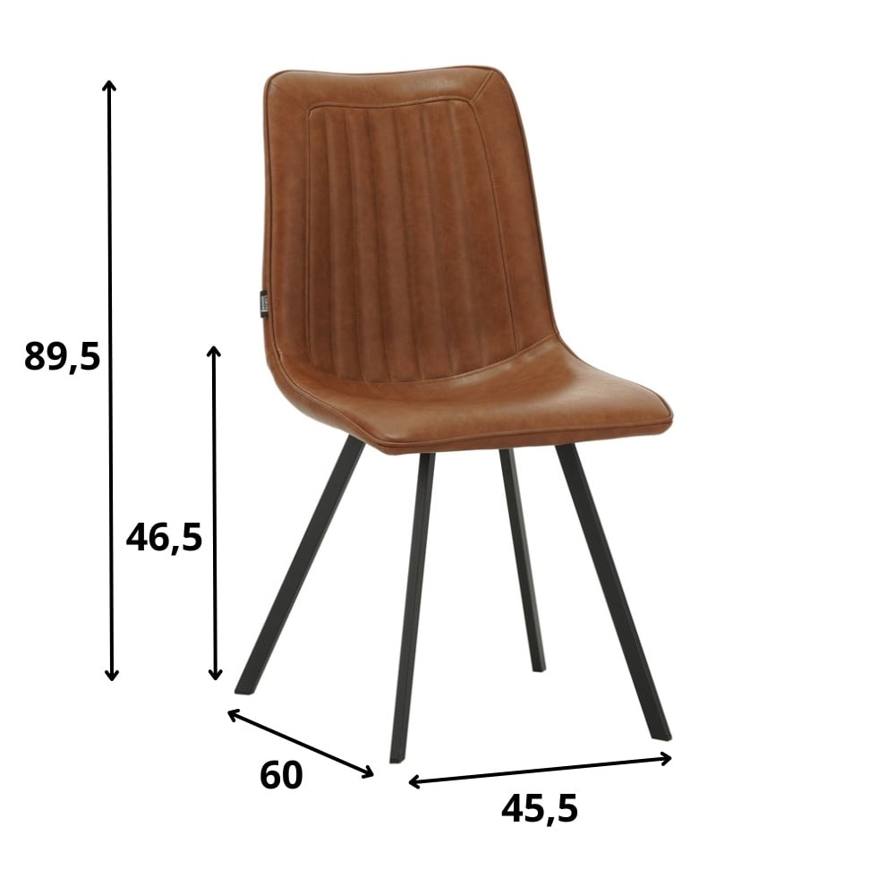 Sedia per sala da pranzo Jimmy Ecopelle Dimehouse Cognac LxPxH 75x57x51 Ecopelle Indicazione misura foto bianca