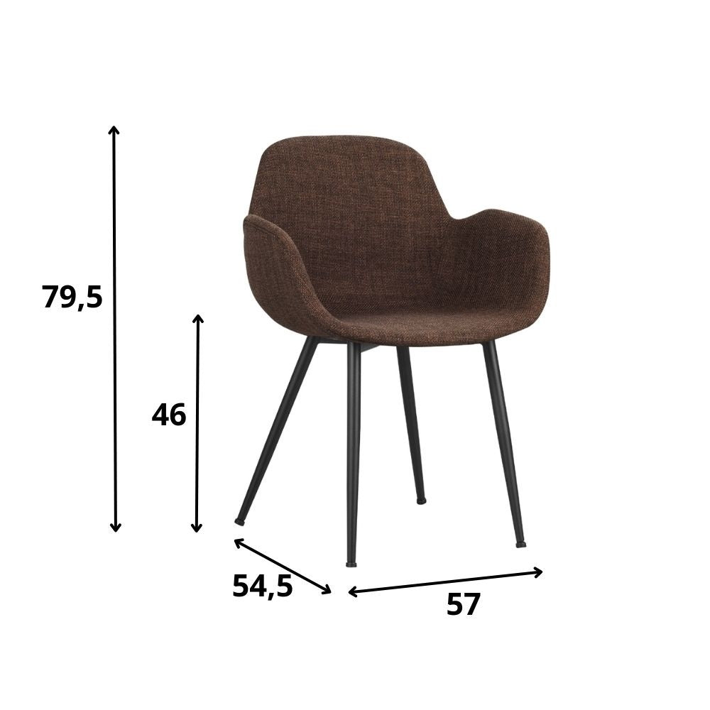 Sedia per sala da pranzo Mick Dimehouse Marrone LxPxH 64x62x59 Tessuto Bianco Indicazione dimensione foto