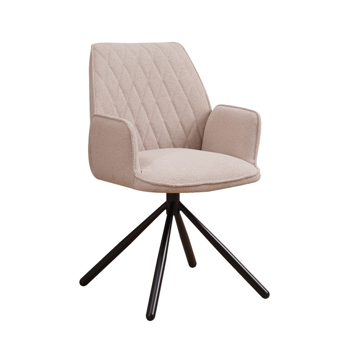 Sedia per sala da pranzo Novan bouclé Dimehouse Beige LxPxH 67x59x57 Tessuto Bianco foto diagonale vista frontale