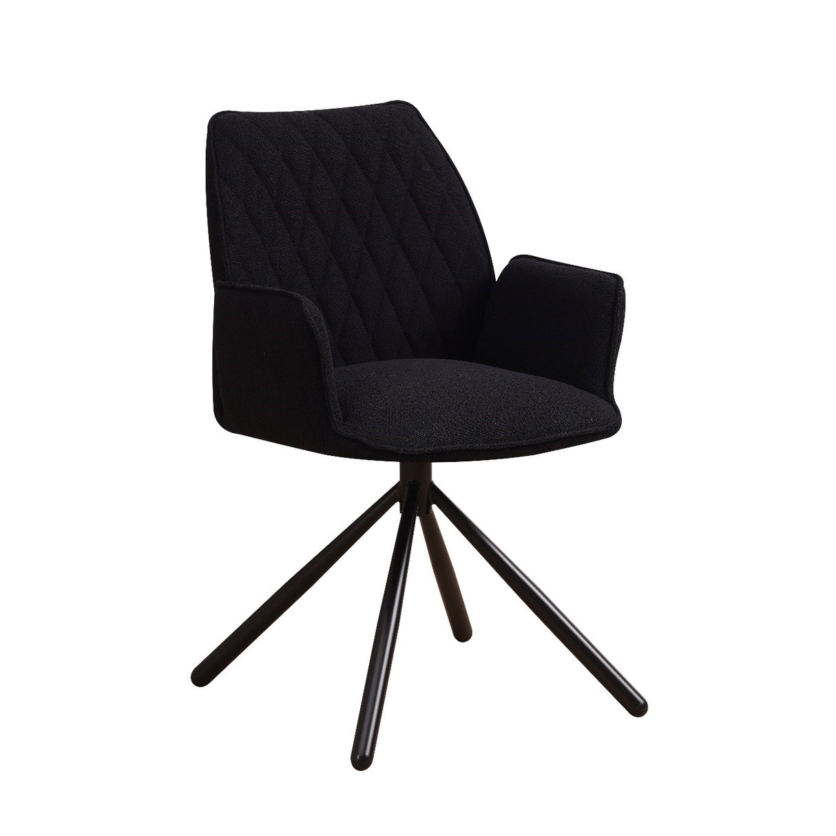 Sedia per sala da pranzo Novan bouclé Dimehouse Nero LxPxH 67x59x57 Tessuto Bianco foto diagonale vista frontale