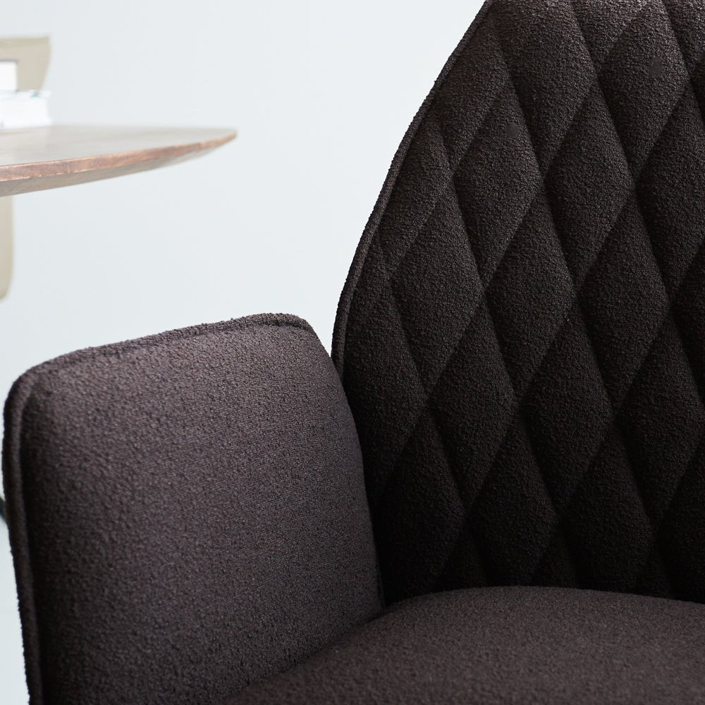 Sedia per sala da pranzo Novan bouclé Dimehouse Marrone LxPxH 67x59x57 Tessuto Foto di dettaglio atmosferico
