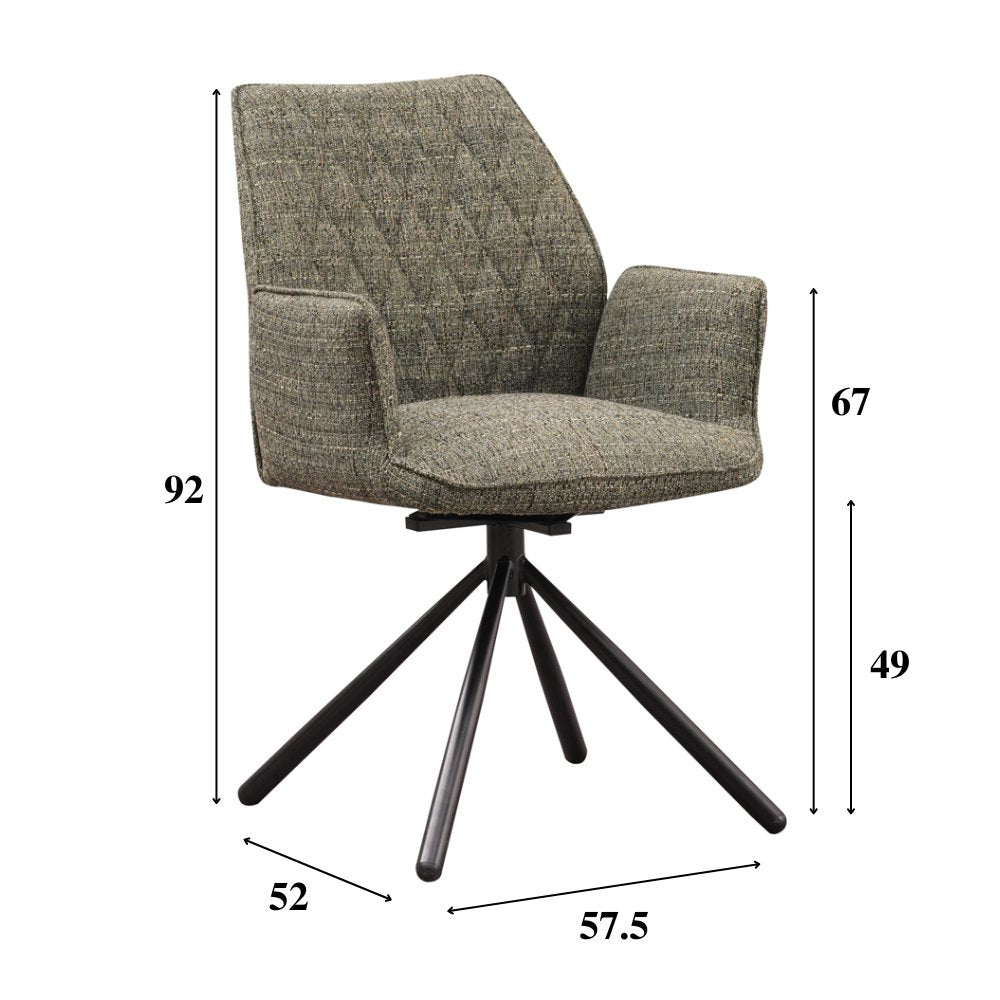 Sedia per sala da pranzo Novan in ciniglia Dimehouse Tessuto Verde LxPxH 71x64x56 Indicazione dimensione foto bianca