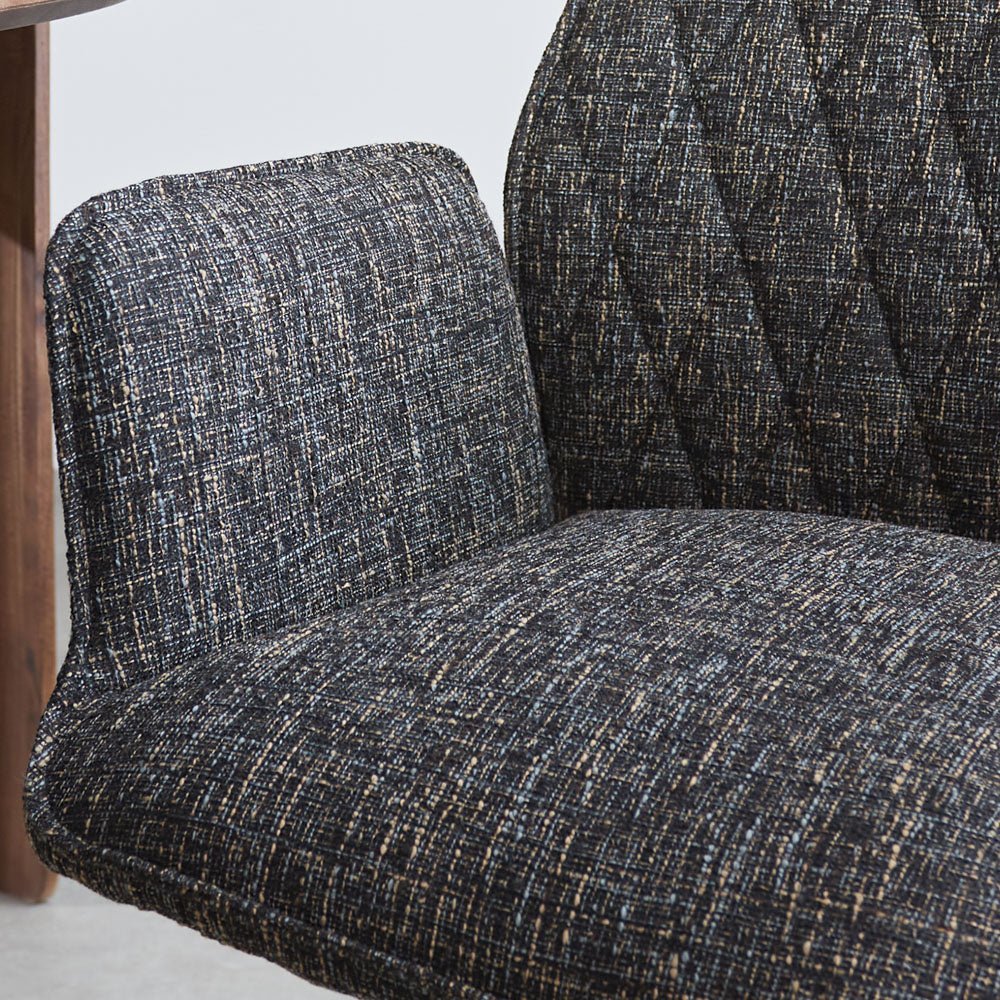 Sedia per sala da pranzo Novan in ciniglia Dimehouse Nero LxPxH 71x64x56 Tessuto Dettaglio fotografico atmosferico