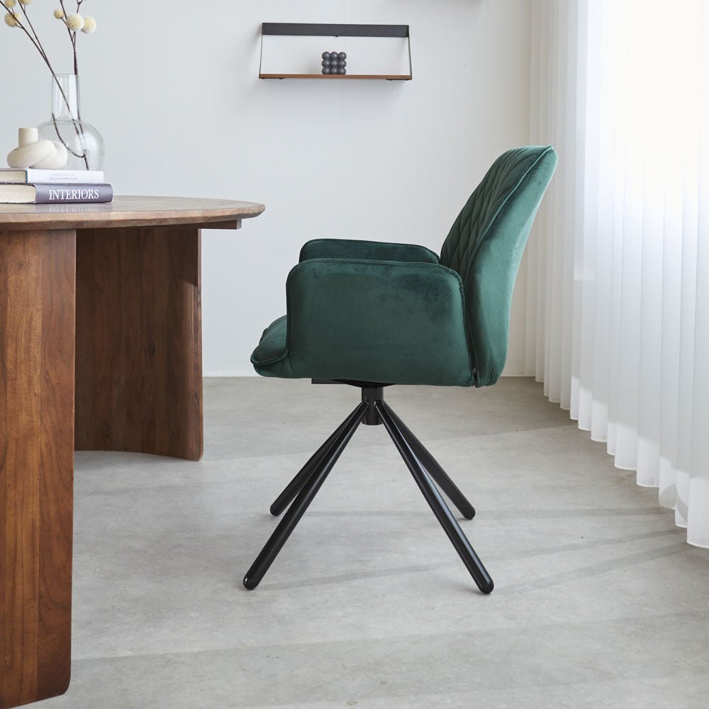 Sedia per sala da pranzo Novan velluto Dimehouse Verde LxPxH 71x64x56 Tessuto Foto atmosferica vista laterale