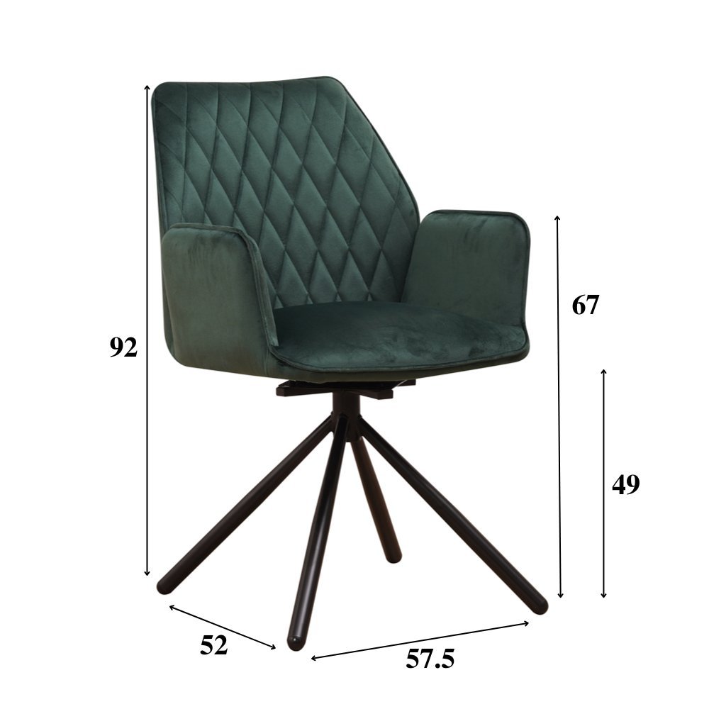Sedia per sala da pranzo Novan velluto Dimehouse Tessuto Verde LxPxH 71x64x56 Indicazione dimensione foto bianca