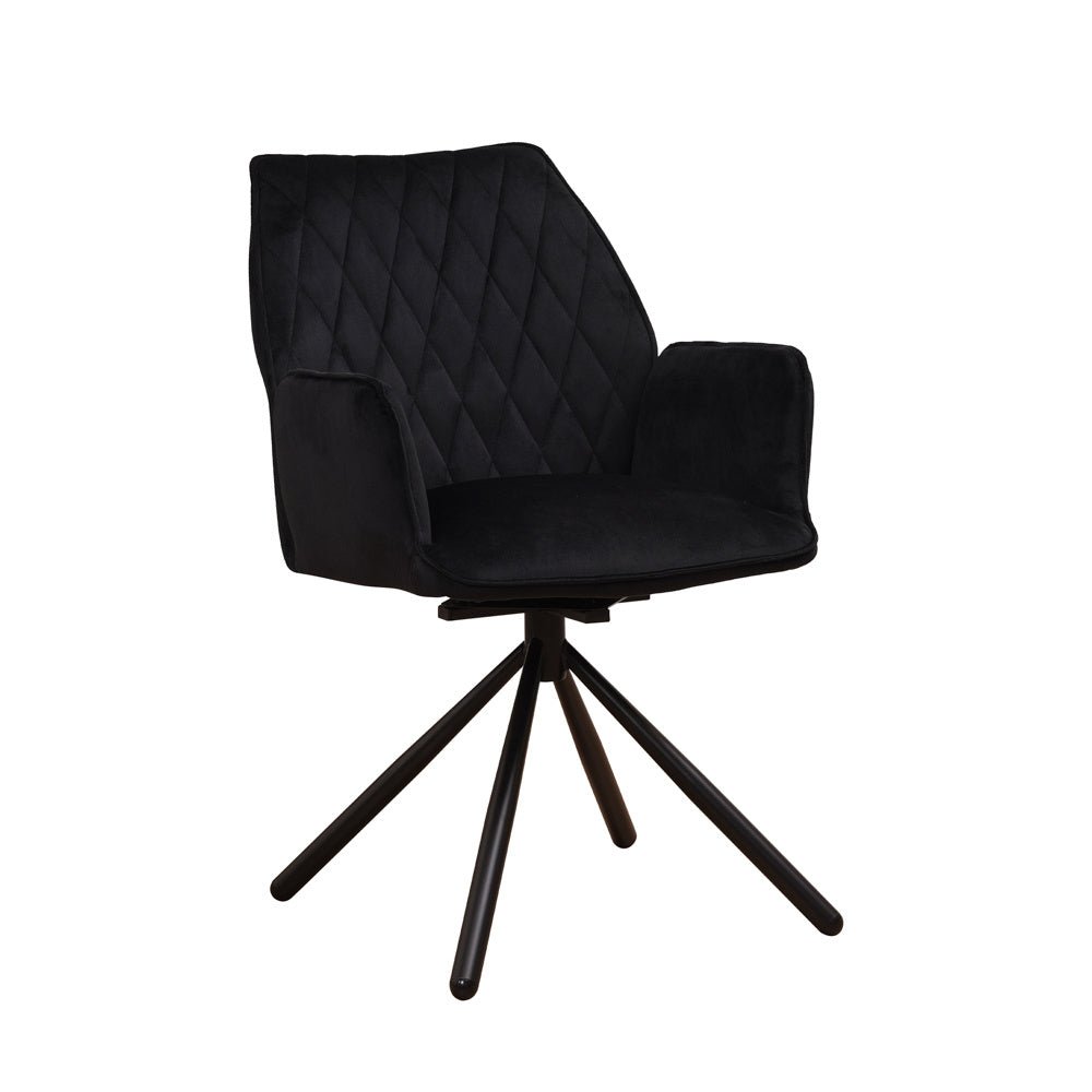 Sedia per sala da pranzo Novan velluto Dimehouse Nero LxPxH 71x64x56 Tessuto Bianco foto diagonale vista frontale