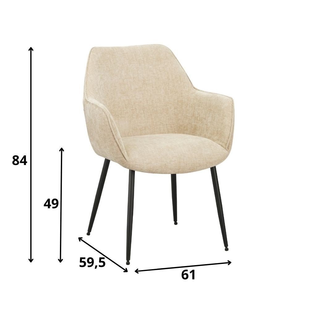 Sedia per sala da pranzo Sev Dimehouse Tessuto Beige LxPxH 68x62x61 Indicazione dimensione foto bianca