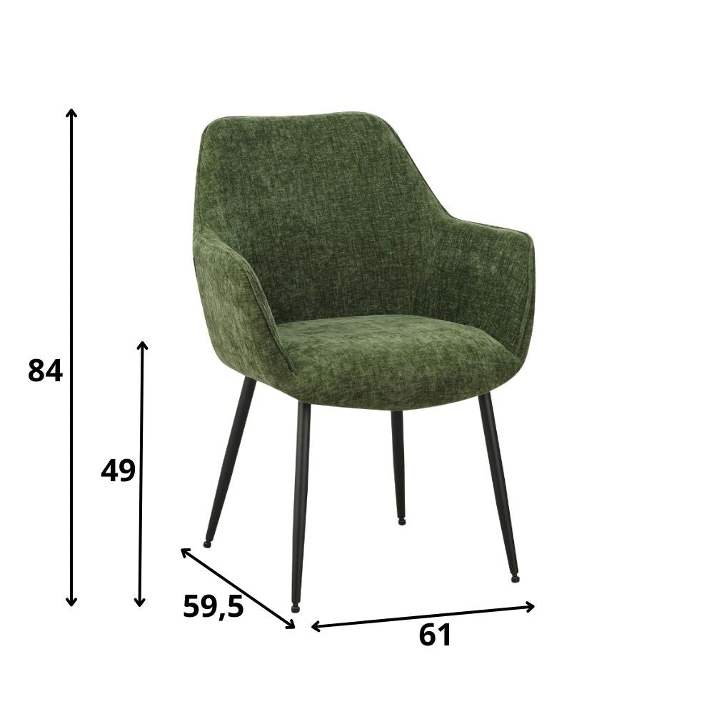 Sedia per sala da pranzo Sev Dimehouse Tessuto Verde LxPxH 68x62x61 Indicazione dimensione foto bianca