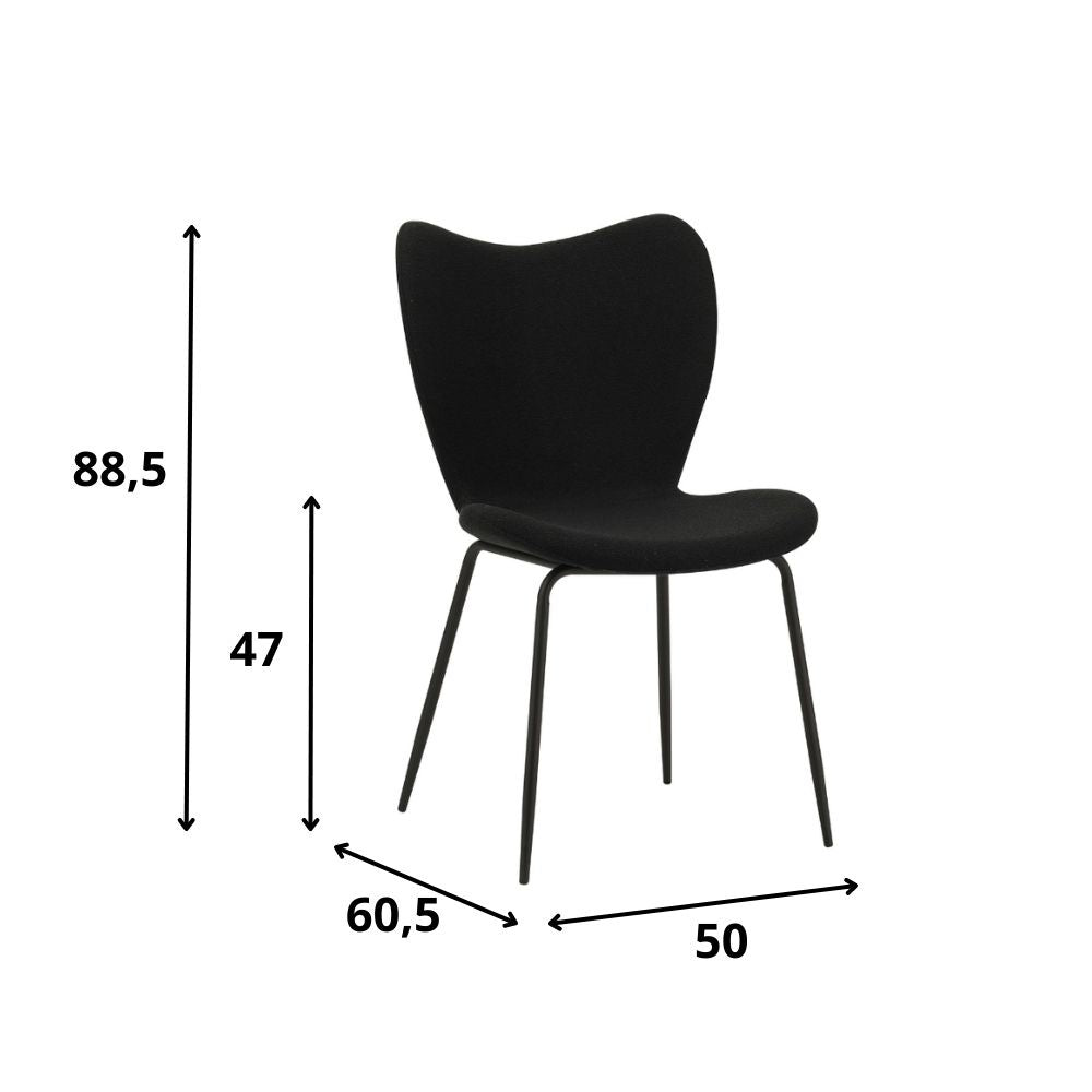 Sedia per sala da pranzo Sia Dimehouse Nero LxPxH 72x55x51 Tessuto Indicazione dimensione foto bianca