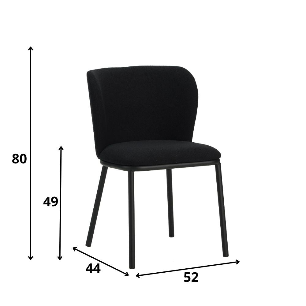 Sedia per sala da pranzo Tess Dimehouse Tessuto Nero LxPxH 65x62x56 Indicazione dimensione foto bianca