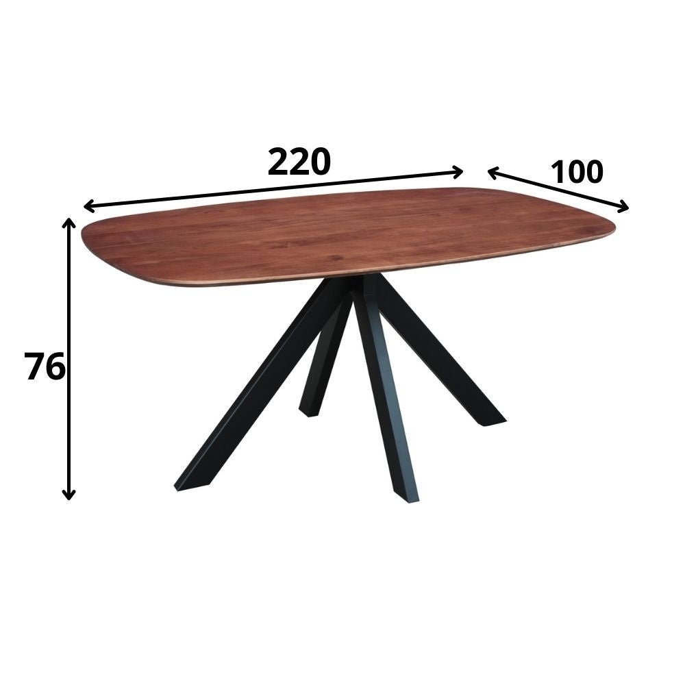 Tavolo da pranzo Parigi Dimehouse Marrone LxPxH 225x105x8 Legno di acacia Indicazione dimensione foto bianca