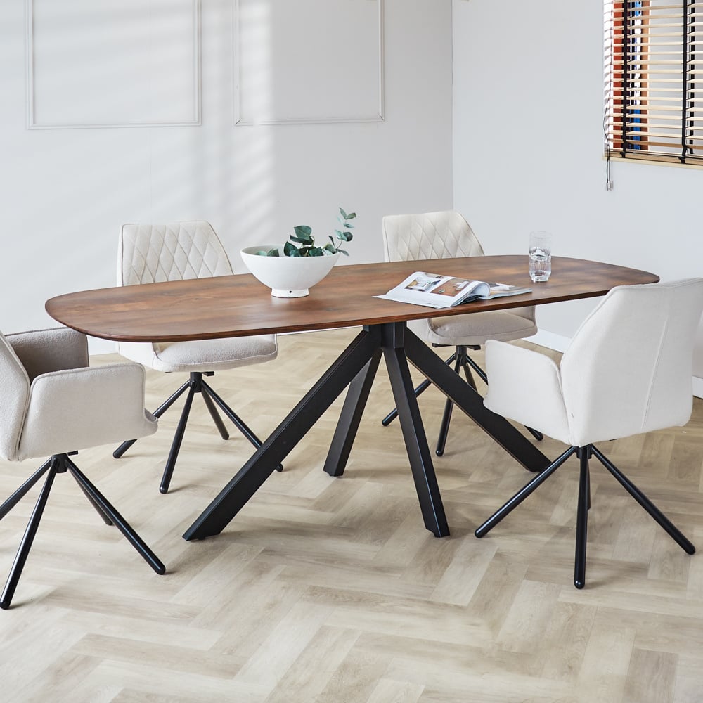 Tavolo da pranzo Parigi Dimehouse Marrone LxPxH 225x105x8 Legno di acacia Foto suggestiva vista diagonale frontale