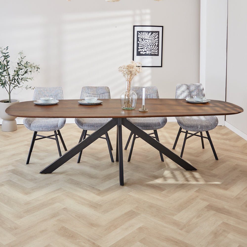 Tavolo da pranzo Parigi Dimehouse Marrone LxPxH 245x105x8 Legno di acacia Foto atmosferica vista frontale