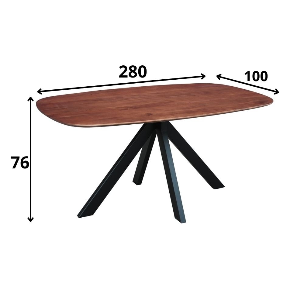 Tavolo da pranzo Parigi Dimehouse Marrone LxPxH 285x105x8 Legno di acacia Indicazione dimensione foto bianca