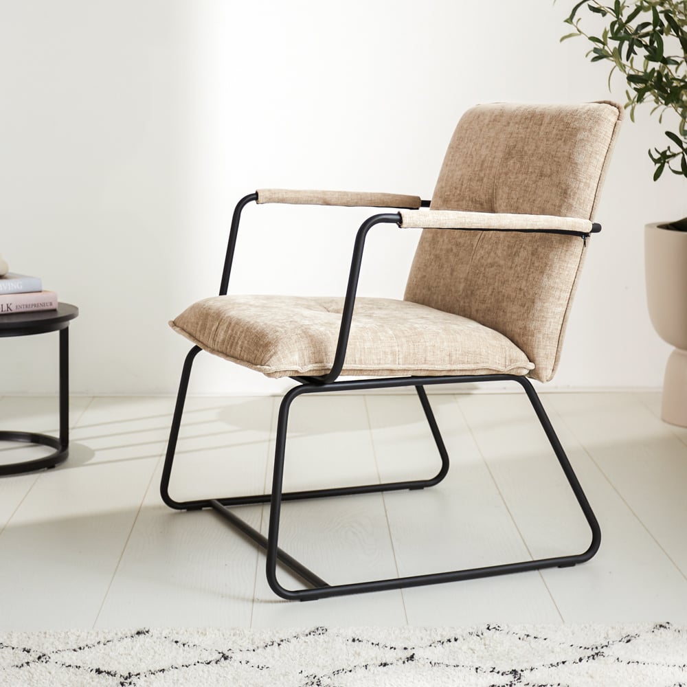Poltroncina Hailey in ciniglia Dimehouse Beige LxWxH 66x64x37 Tessuto Foto atmosferica vista laterale
