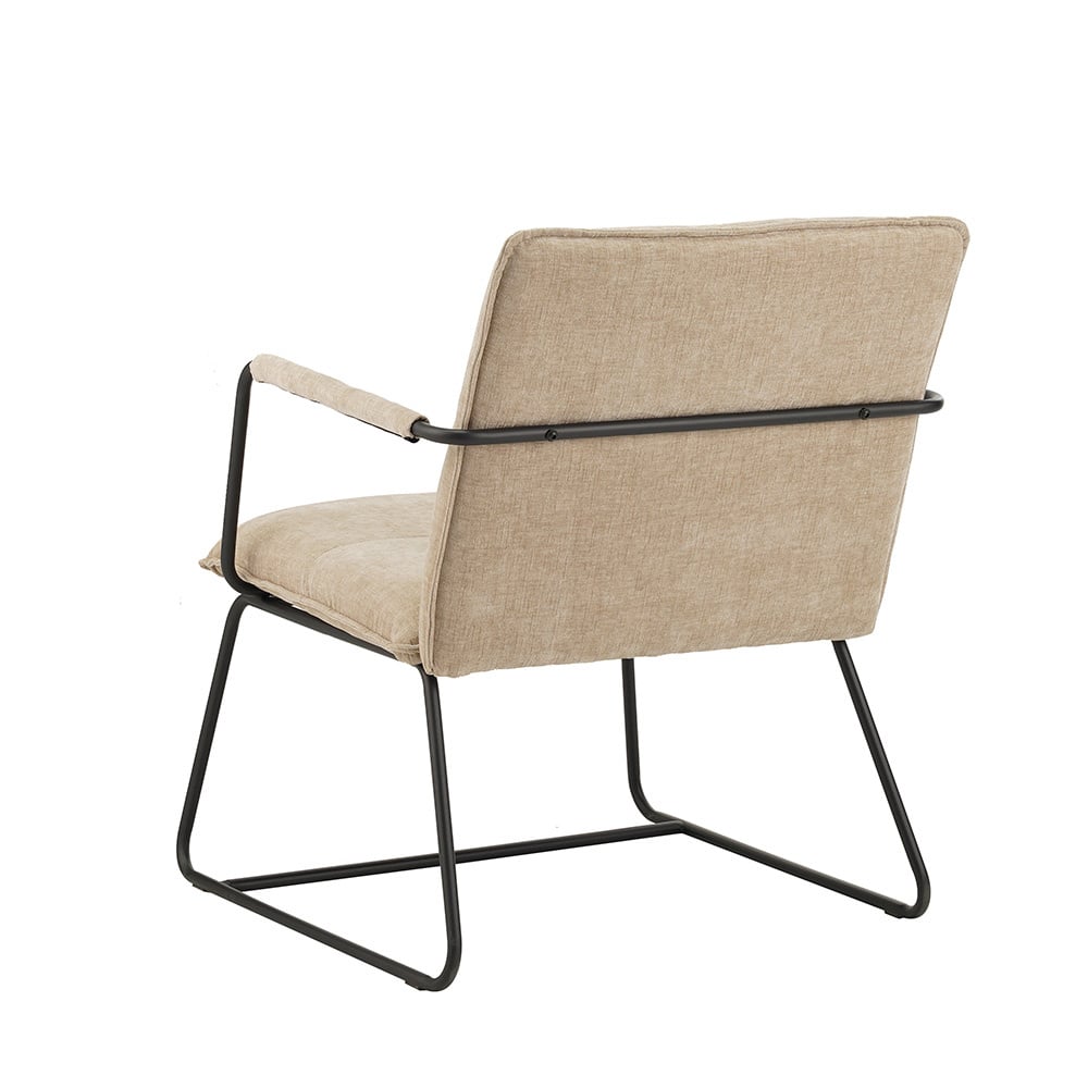 Poltroncina Hailey in ciniglia Dimehouse Beige LxPxH 66x64x37 Tessuto Bianco foto diagonale vista posteriore