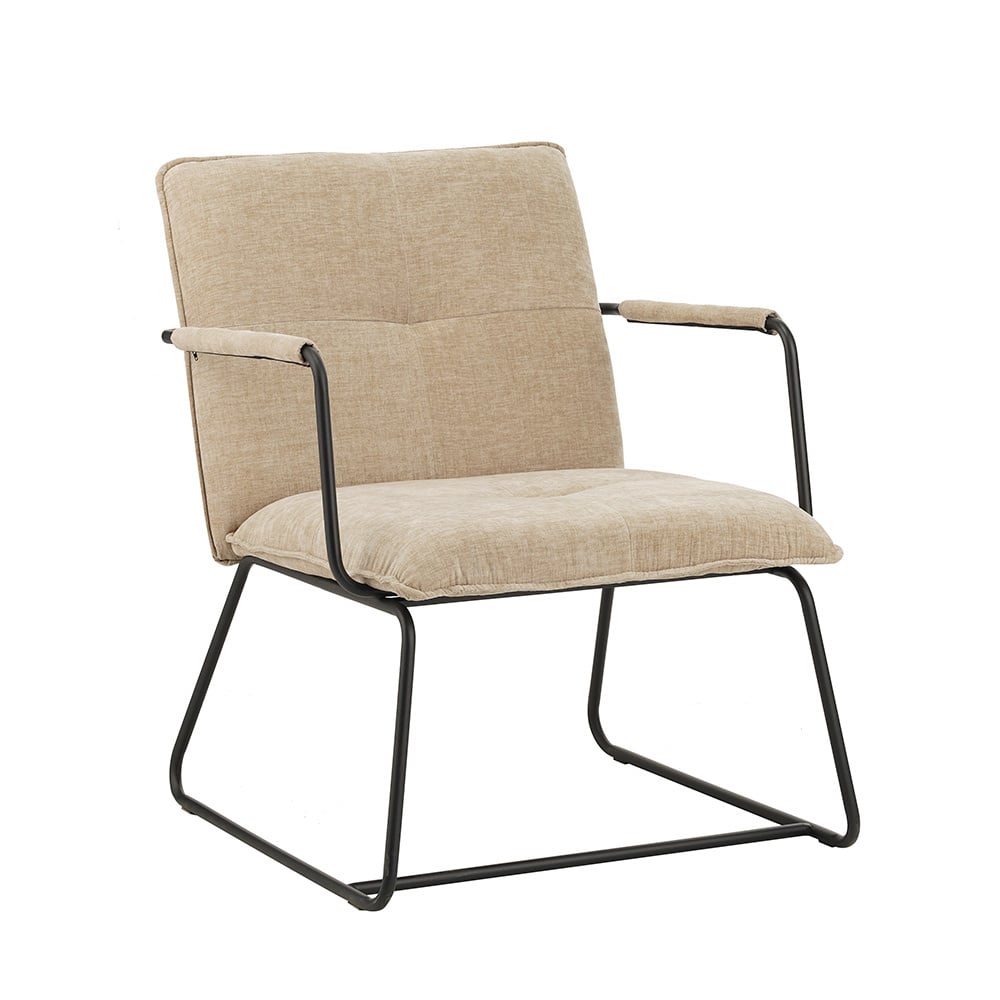 Poltroncina Hailey in ciniglia Dimehouse Beige LxPxH 66x64x37 Tessuto Bianco foto diagonale vista frontale