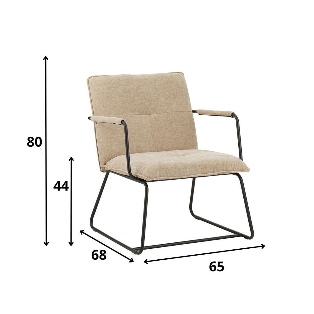 Poltroncina Hailey in ciniglia Dimehouse Tessuto Beige LxPxH 66x64x37 Indicazione dimensione foto bianca