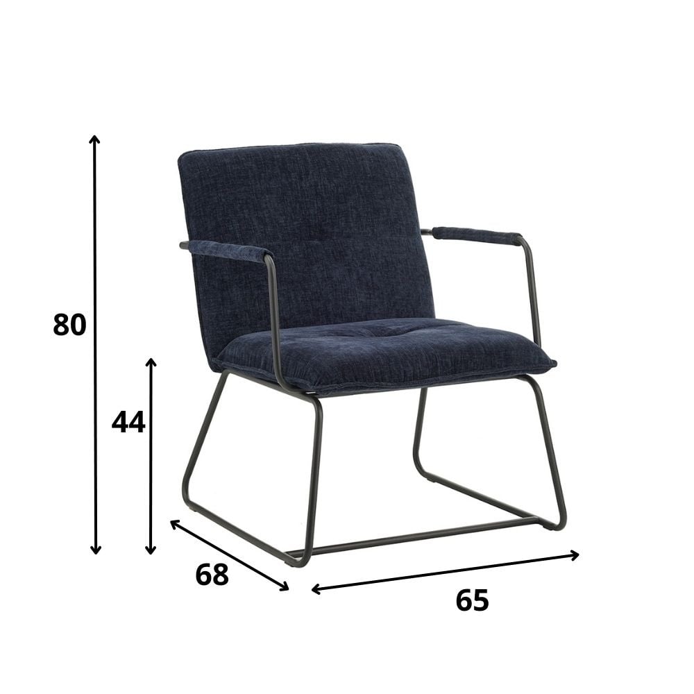 Poltroncina Hailey in ciniglia Dimehouse Tessuto Blu LxPxH 66x64x37 Indicazione dimensione foto bianca
