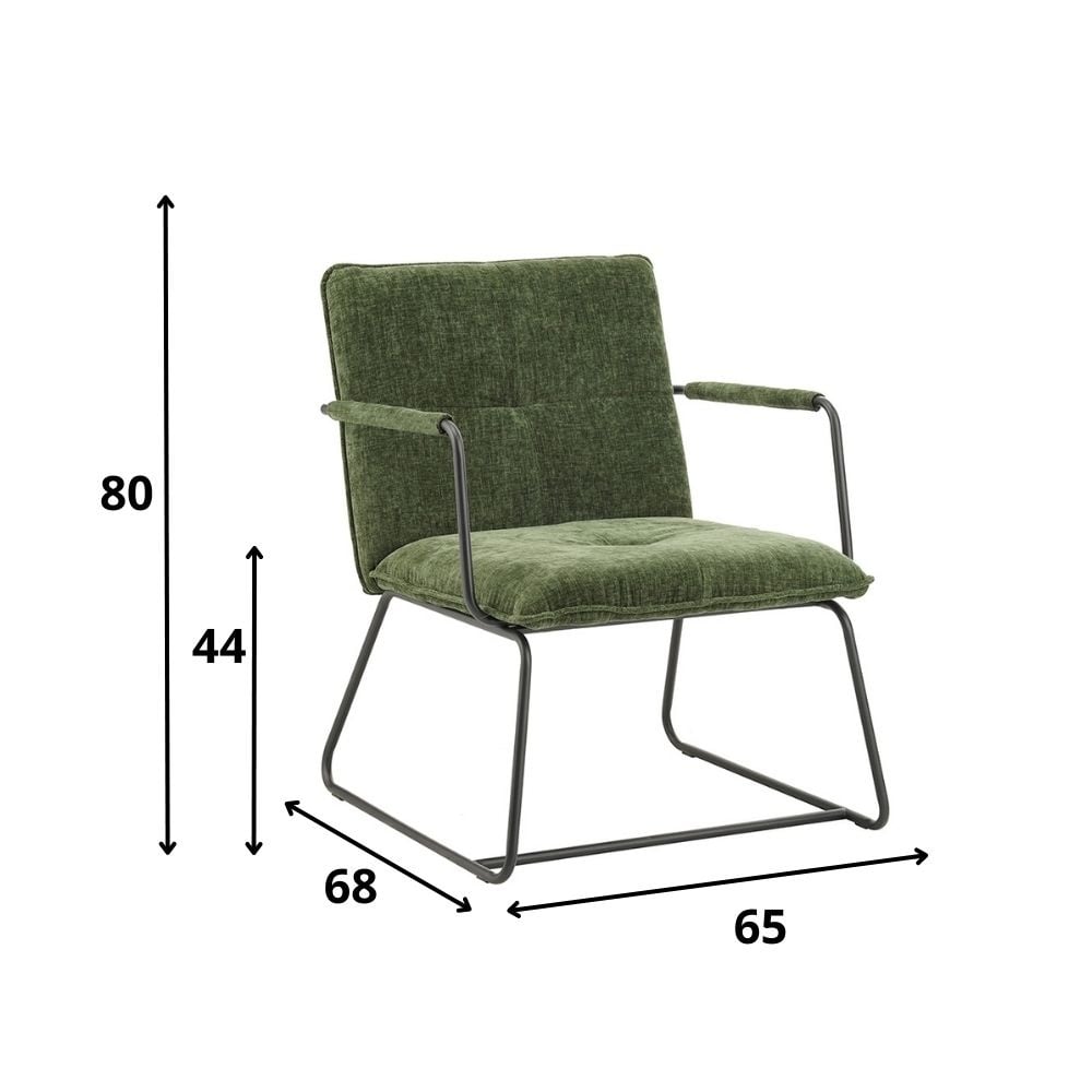 Poltroncina Hailey in ciniglia Dimehouse Tessuto verde scuro LxLxH 66x64x37 Tessuto bianco Indicazione dimensione foto