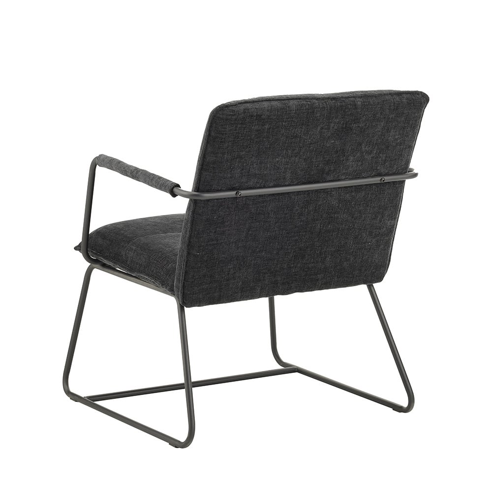 Poltroncina Hailey in ciniglia Dimehouse Nero LxPxH 66x64x37 Tessuto Bianco foto diagonale vista posteriore
