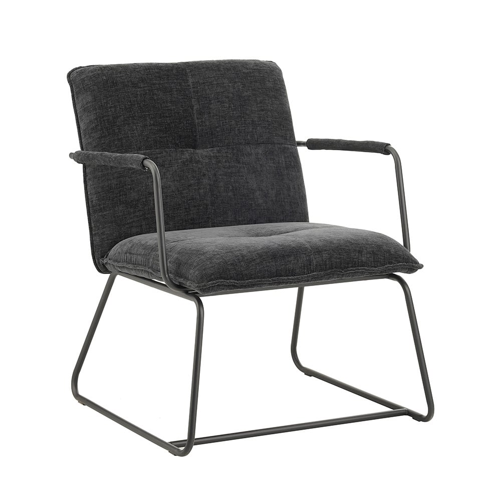 Poltroncina Hailey in ciniglia Dimehouse Nero LxPxH 66x64x37 Tessuto Bianco foto diagonale vista frontale