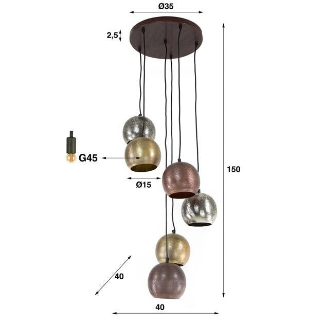 Lampada a sospensione Berns DH Interior Nickel LxLxH 47x43x25 Nickel Bianco Indicazione dimensione foto