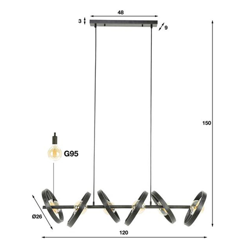 Lampada a sospensione Otan DH Interior Carbone LxLxH 125x43x20 Metallo Bianco Indicazione dimensione foto