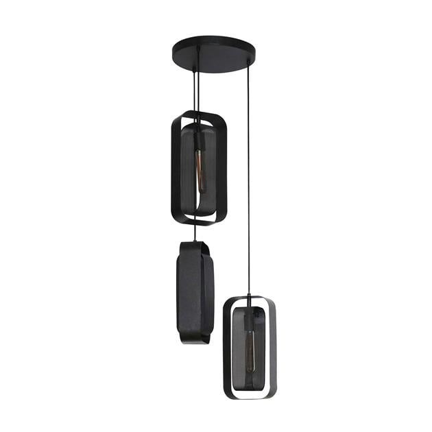 Lampada a sospensione Jeff DH Interior Black Metal Foto bianca vista frontale diagonale