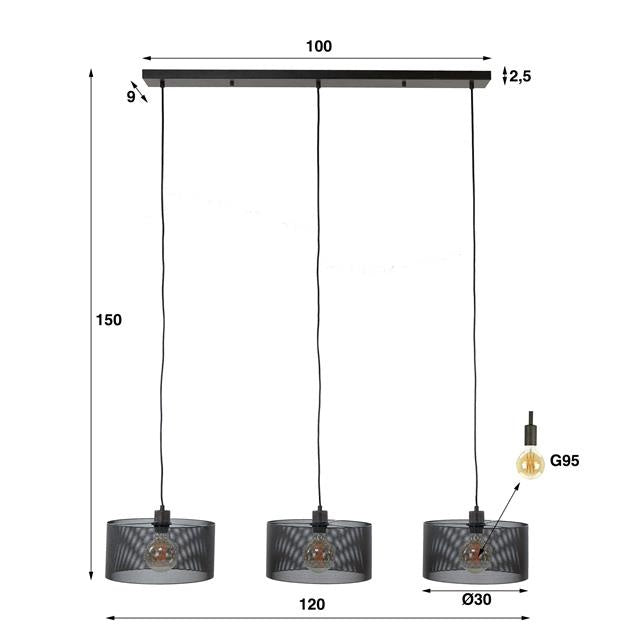 Lampada a sospensione Jeff DH Interior Nero LxLxH 103x39x19 Metallo Bianco Indicazione dimensione foto