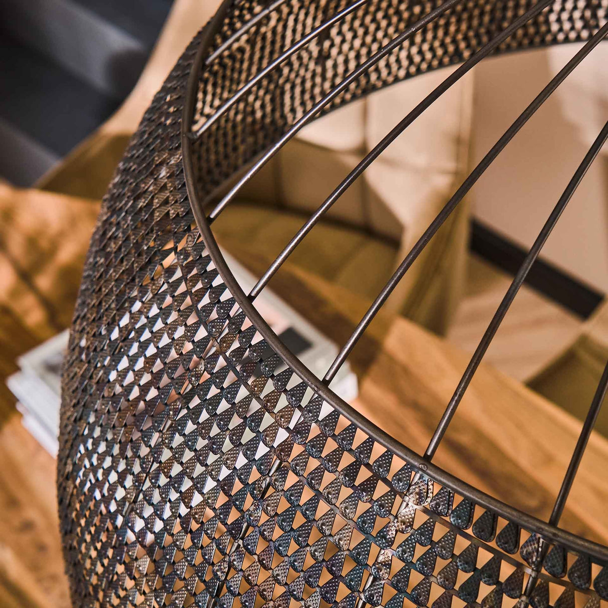 Lampada a sospensione Armoor DH Interior Marrone LxLxH 85x85x49 Marrone nero Atmosfera foto dettaglio