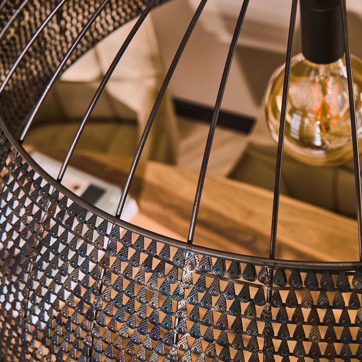 Lampada a sospensione Armoor DH Interior Marrone LxLxH 85x85x49 Marrone nero Atmosfera foto dettaglio