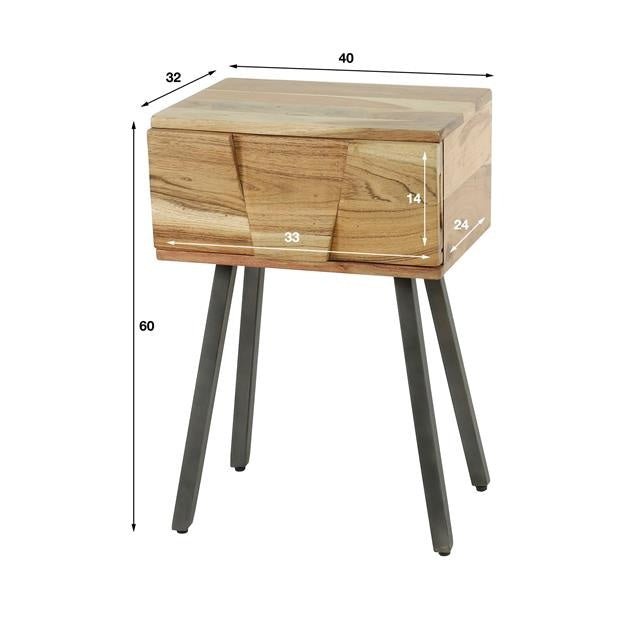 Comodino Damon DH Interior Acacia LxLxH 60x40x30 Legno di acacia Bianco Indicazione dimensione foto