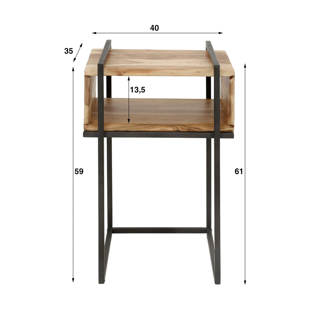 Comodino Jojo DH Interior Acacia LxLxH 64x39x28 Legno di acacia Bianco Indicazione dimensione foto