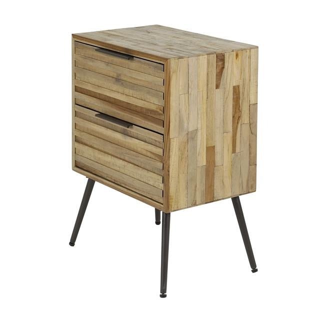 Comodino Sven DH Interior Weathered LxLxH 64x49x34 Teak Bianco foto vista frontale diagonale