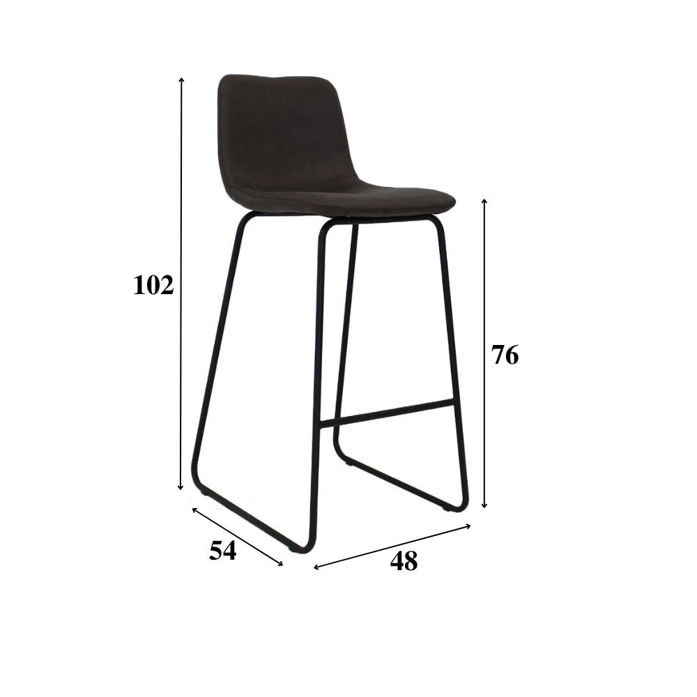 Sgabello da bar Brentt Dimehouse Antracite LxPxH 84x60x49 Microfibra Bianco Indicazione dimensione foto