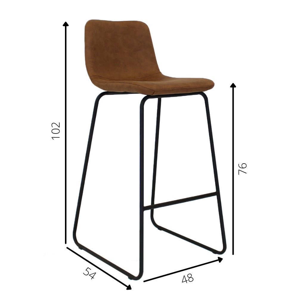 Sgabello da bar Brentt Dimehouse Cognac LxPxH 84x60x49 Microfibra Bianco Indicazione dimensione foto